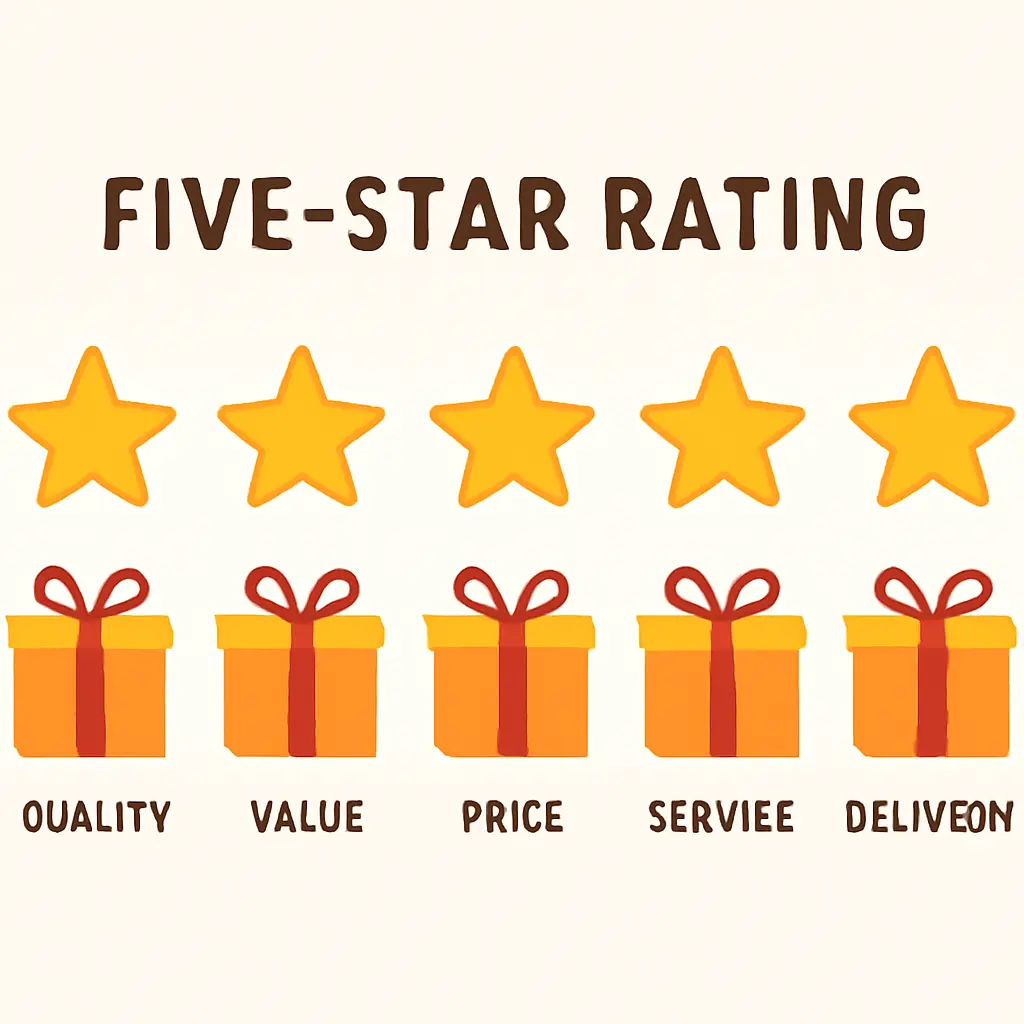 Vizuální přehled bodovacího systému pro objektivní hodnocení kvality dárku před nákupem