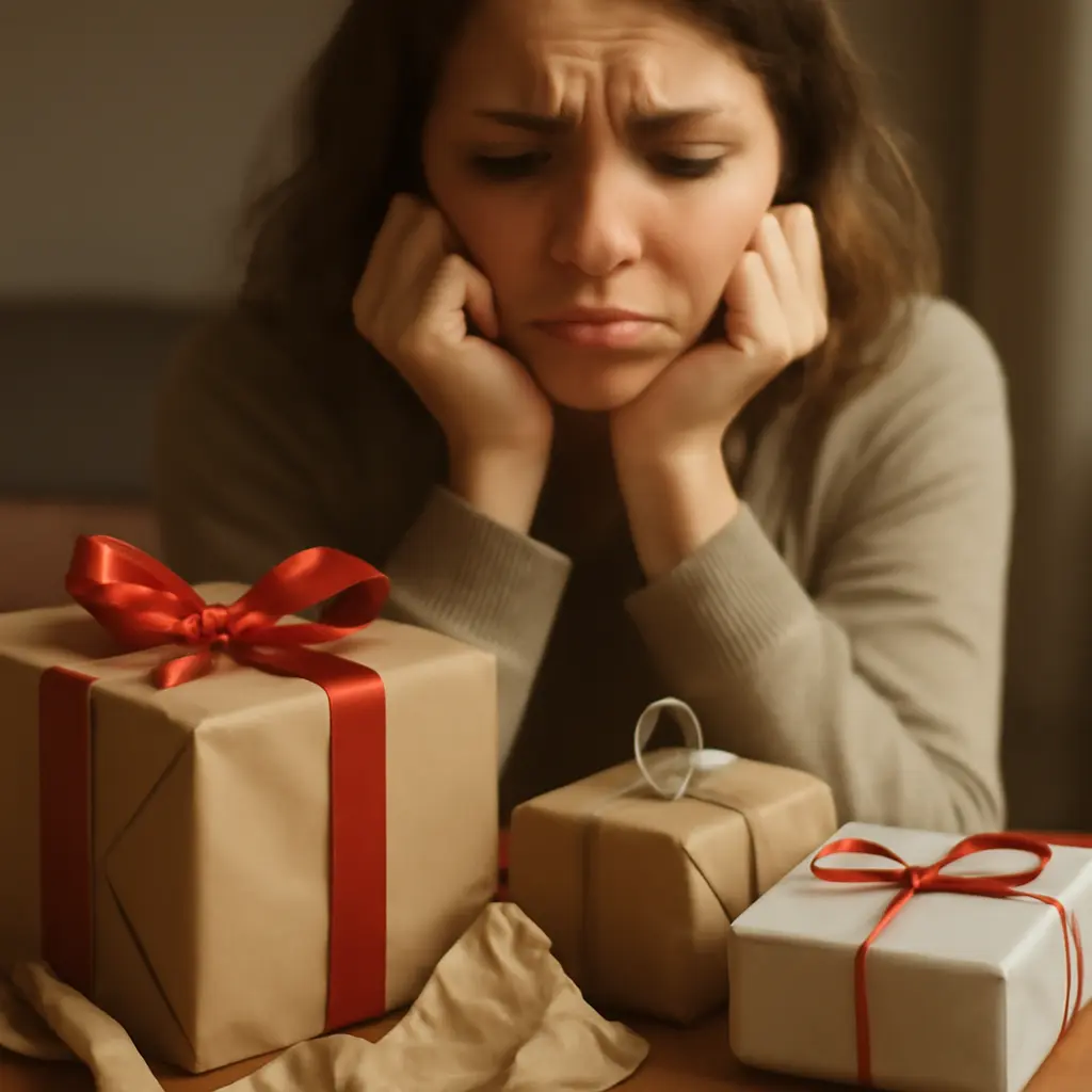Rozbalené tradiční dárky a zklamaný obdarovaný